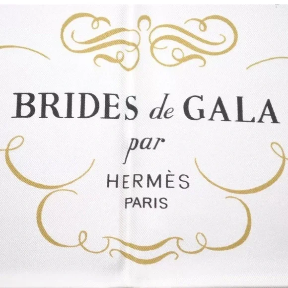 HERMES Carre 90 Scarf "BRIDES de GALA par" Silk Pink and White Authentic - Picture 6 of 12